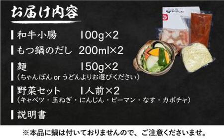 新元祖味噌もつ鍋 ひとり鍋 セット ×2個 ( ちゃんぽん or うどん + 野菜 )国産牛 ホルモン もつ鍋 鍋 [VAH043]