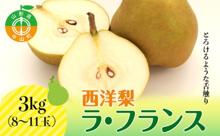 【2024年先行予約】山形県産 西洋梨 ラ・フランス 3kg(8～11玉) 期間限定 数量限定 西塔果樹農園 ラフランス 果物 秋果実 フルーツ 洋ナシ 西塔果樹農園 ラフランス 果物 秋果実 果物 