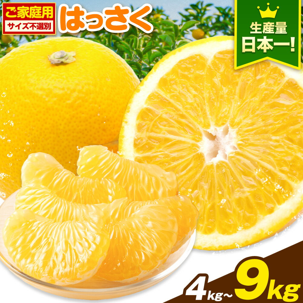 【ふるさと納税】【ご家庭用】はっさく 選べる 約4kg 約9kg (4L~Sサイズ サイズ不選別) 早生・晩生指定不可《2月上旬-3月中旬に出荷予定(土日祝除く)》和歌山県 岩出市 産地直送 みかん 八朔 柑橘 果物 フルーツ ご家庭用 ビタミンC たっぷり