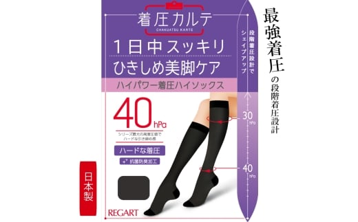 【メディックピエドシリーズ】高着圧ハイソックス MP-HS320 S22-24cm ブラック