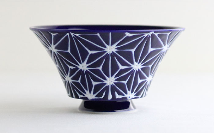 【波佐見焼】ホワイトライン麻 ミニ丼 どんぶり 瑠璃・グレー ペアセット【翔芳窯】 [FE166]