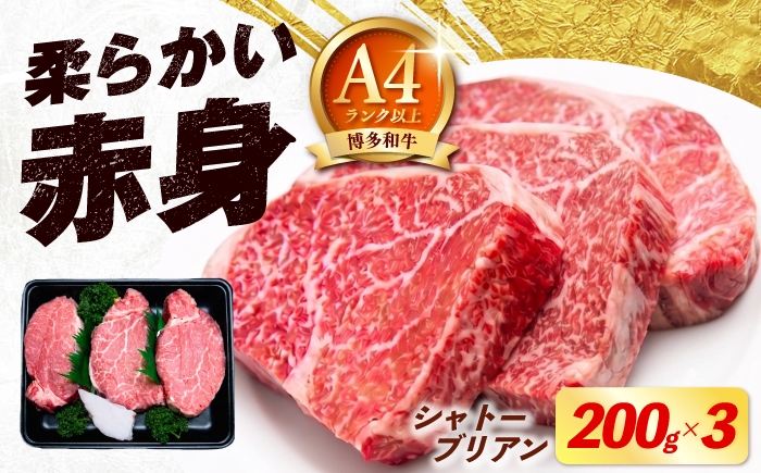 
                  【希少部位！】博多和牛 シャトーブリアン 200g×3枚 （計600g）《築上町》【肉のくまもと屋】 [ABEZ018]
                
