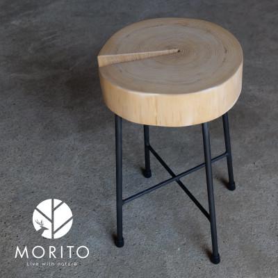 ふるさと納税 宇陀市 【MORITO】丸太(切り株)とアイアンスツール(桧)　サイドテーブル