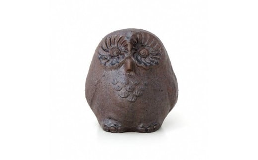 【安田瓦】 ふくろう 「福来朗」 中・耳なし 縁起良 置物 丸三安田瓦工業 1M02012