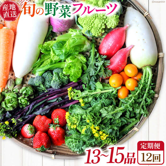 【ふるさと納税】【12回定期便】　「旬の野菜・フルーツ」 詰め合わせ セット（13品〜15品）/ 詰め合わせ 果物 定期便 野菜 野菜セット 新鮮 野菜詰め合わせ 旬野菜 やさい 旬 野菜定期便 春野菜 夏野菜 秋野菜 国産 新鮮野菜 / 南島原市 /長崎県農産品流通合同会社[SCB093]