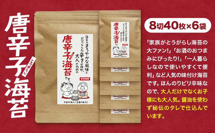 海苔 福岡有明のり とうがらし海苔 40枚入 × 6袋 朝ごはん本舗《90日以内に出荷予定(土日祝除く)》福岡県 鞍手郡 小竹町 小分け 唐辛子 有明海産 九州---sc_tgrs_90d_24_12