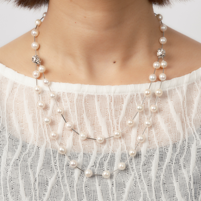 7.5-8アコヤ真珠シルバーパイプステーションネックレス80 ジュエリー アクセサリー ネックレス シンプル エレガント 真珠 パール 美穂野 佐賀市 ：C234-005_イメージ5