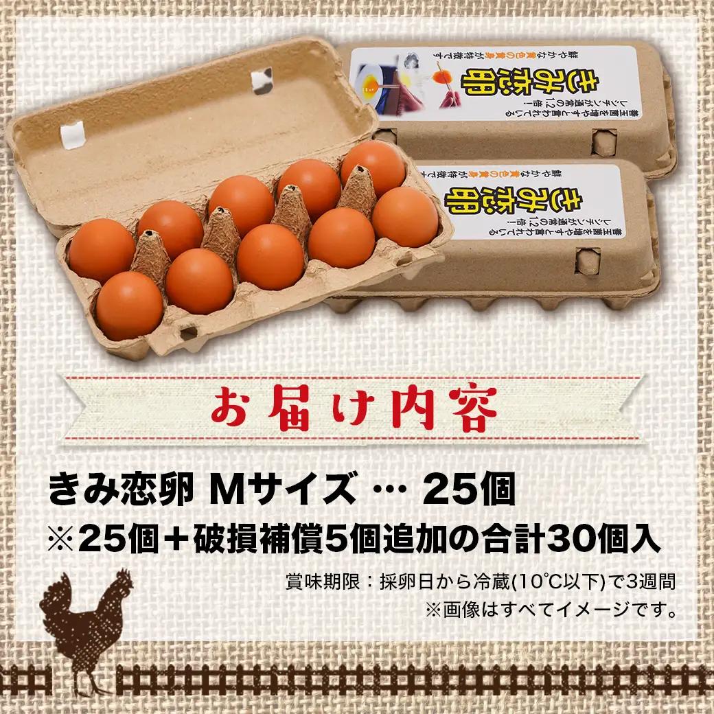 新鮮赤卵「きみ恋卵」25個_AA-29-011-25_(都城市) 赤卵 きみ恋卵 Ｍサイズ 25個 30個 卵かけご飯 ゆで卵 お菓子作り