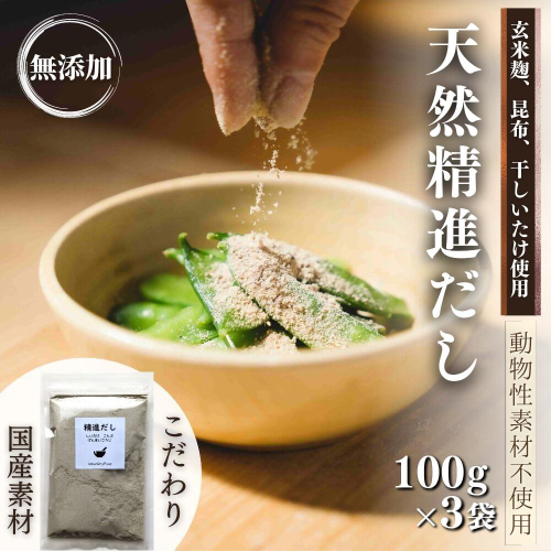 0B2-107【スピード発送】 天然 精進 だし 100g×3袋 無添加 粉末だし 粉末 国産 素材 玄米 麹 昆布 干 しいたけ