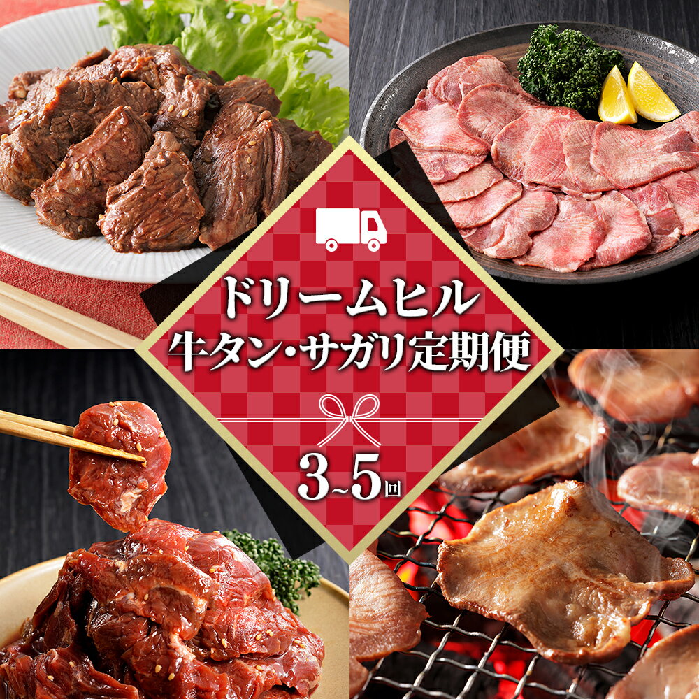 【ふるさと納税】ドリームヒル 牛タン サガリ ハラミ 3ヵ月 定期便 計700g×3回or5回 小分け 個包装 北海道 牛 肉 牛肉 焼肉 キャンプ アウトドア バーベキュー BBQ 冷凍