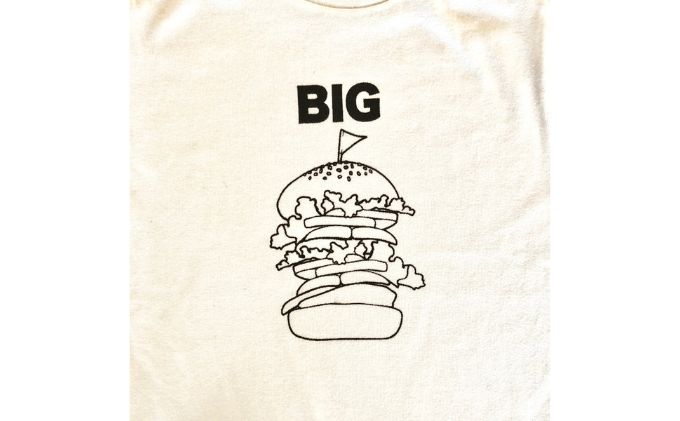 2人兄弟姉妹でおそろい/ハンバーガー SMALL×BIG プリント/ Tシャツ2枚組ギフトセット【出産祝い・誕生日・ギフト・プレゼント】（110cm×120cm）