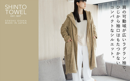 SHINTO TOWEL「ユキネ・バスローブ」Mサイズ（カーキ）オーガニックコットン100%