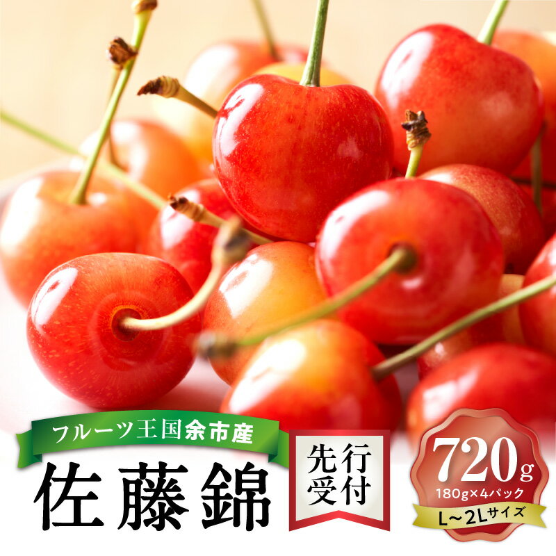 【ふるさと納税】 【先行予約】 2026年発送 令和8年産 今が旬! さくらんぼの王様 「 佐藤錦 」 180g × 4パック 合計 720g L ~ 2L 【 ニトリ観光果樹園 】 フルーツ王国 バラ詰め 小分け 冷蔵 果物 フルーツ 期間限定 季節限定 お取り寄せ お取り寄せフルーツ 北海道 余市町