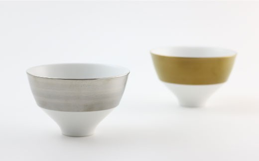 
                  【セット】［有田焼］段付飯碗（プラチナ＆ゴールド） 各2個 計4個【ARITA PORCELAIN LAB】
                