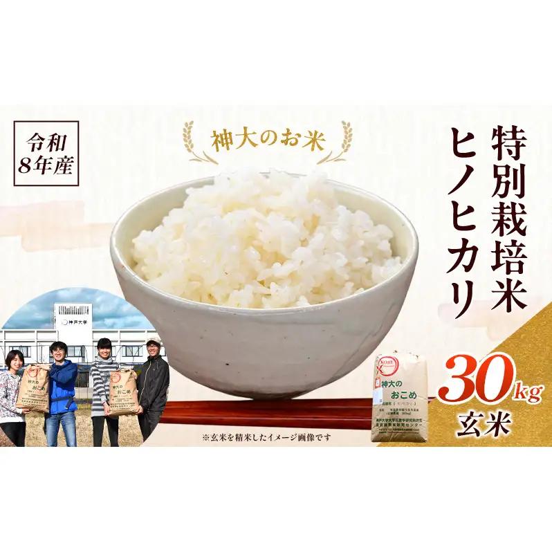 ヒノヒカリ 令和8年産 特別栽培米 神大のおこめ 玄米 ヒノヒカリ【30kg】