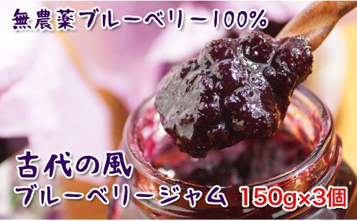 古代の風　無農薬ブルーベリージャム　150ｇ×3個<1-55>