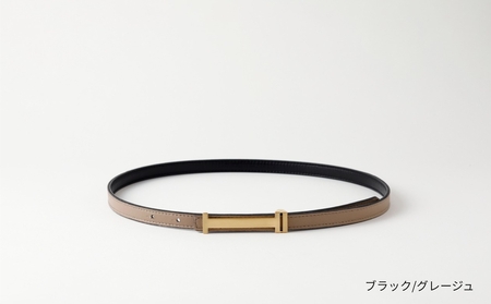 [bell la bell] リバーシブル細ベルト (カラー：ブラック/グレージュ)