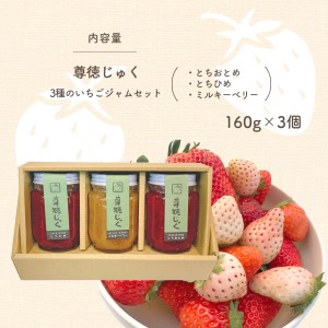 尊徳じゅく ( とちおとめ ・ とちひめ ・ ミルキーベリー )  3種のいちごジャムセット 真岡市 栃木県