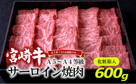 
[№5738-0078]A5～A4等級 宮崎牛 サーロイン 焼肉 600g※配送不可：離島
