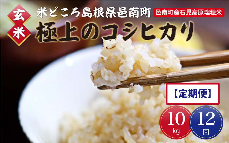 令和6年産【玄米】【定期便12回】邑南町産石見高原瑞穂米10kg（5kg×2）