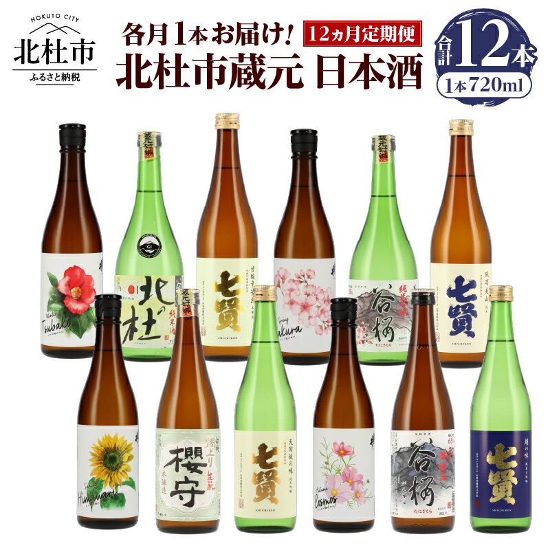 【ふるさと納税】 日本酒 12ヶ月 定期便 720ml 12本 各月1本 飲み比べ 純米吟醸 純米酒 七賢 生酛造り 本醸造 山梨銘醸 谷櫻酒造 武の井酒造 蔵元 晩酌 ギフト 贈り物 プレゼント 酒 家飲み 日本酒ラバー 山梨県 北杜市 母の日 父の日 送料無料