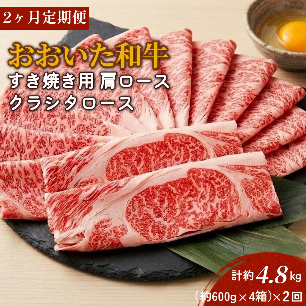 【ふるさと納税】【2ヶ月定期便】おおいた和牛すき焼き用 肩ロース クラシタロース 約2.4kg（約600g×4箱）