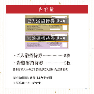 ご入浴招待券5枚と岩盤浴招待券5枚の合計10枚のチケット