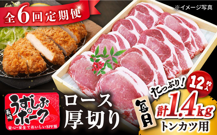 
【 訳あり 】【6回定期便】 長崎 うずしおポーク ロース（とんかつ用）1.4kg ＜スーパーウエスト＞ [CAG105]
