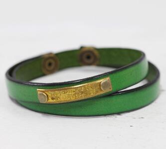 【格言メッセージがかっこいい レザーブレスレット】イタリアンレース 牛革 レザーカラー：緑 WL003 緑 ブレスレット