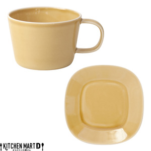 美濃焼 プレーリー マスタード 【2客SET カップL＆プレートSセット 260cc】 小田陶器【1497247】