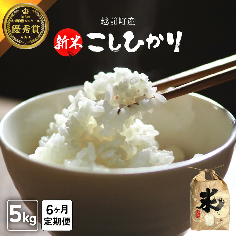 【ふるさと納税】【令和7年産・新米】定期便≪6ヶ月連続お届け≫ お米 こしひかり 5kg×6回（計30kg）（精米） 福井県産 炊きたての美味しさを追求したお米【米 コメ kome 5キロ 6か月 計 30キロ 精米 白米 人気品種 便利 】 [e47-h003]