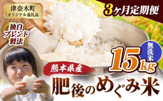 【3ヶ月定期便】無洗米 熊本県産 ブレンド米 肥後のめぐみ米 15kg 熊本県産 ふるさと納税 精米 米 こめ ふるさとのうぜい コメ お米 おこめ《お申込み翌月から出荷》