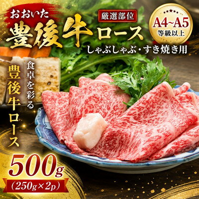 【ふるさと納税】【厳選部位】【A4～A5】おおいた豊後牛ロースしゃぶしゃぶすき焼き用 500g(250g×2p)【配送不可地域：離島】【1764327】