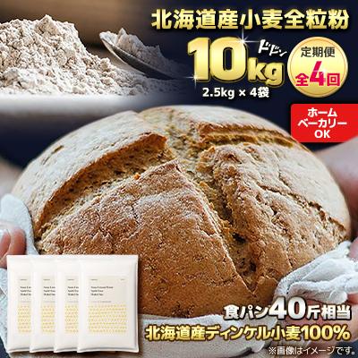 ふるさと納税 室蘭市 【毎月定期便】北海道産 スペルト小麦全粒粉 ディンケルスター 10kg全4回