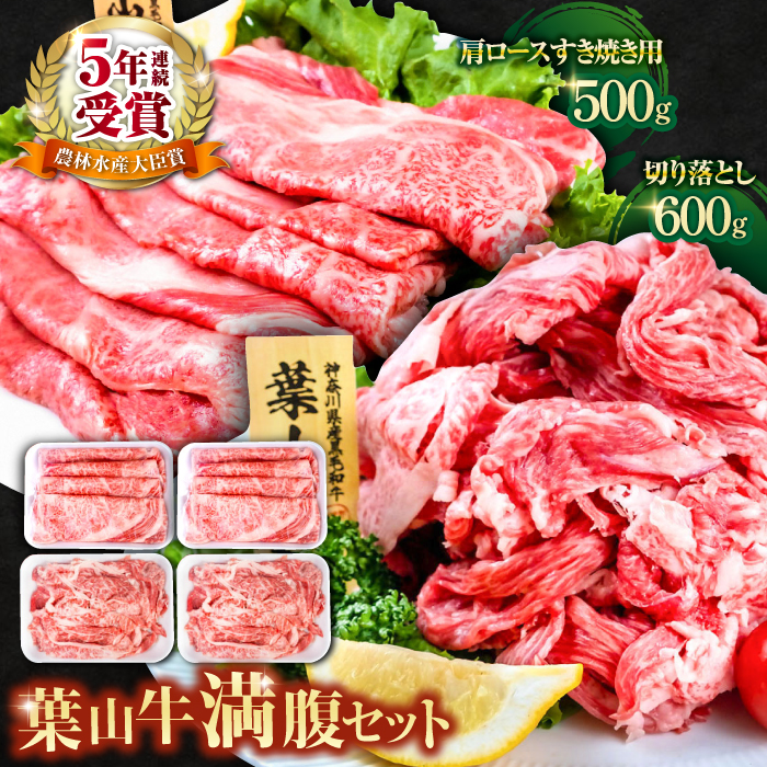 葉山牛満腹セット（肩ロースすき焼用250g×2＋切落し300g×2）計1.1kg【株式会社羽根】 [AKAG006]