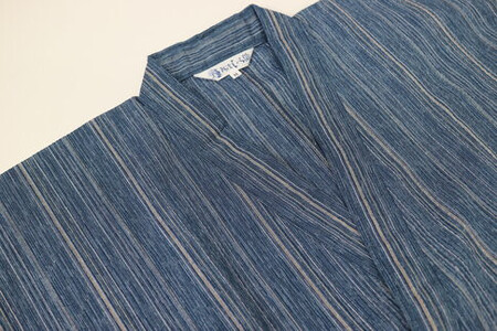 阿波しじら織 甚平（LL）【柄No.75】と巾着（大）セット