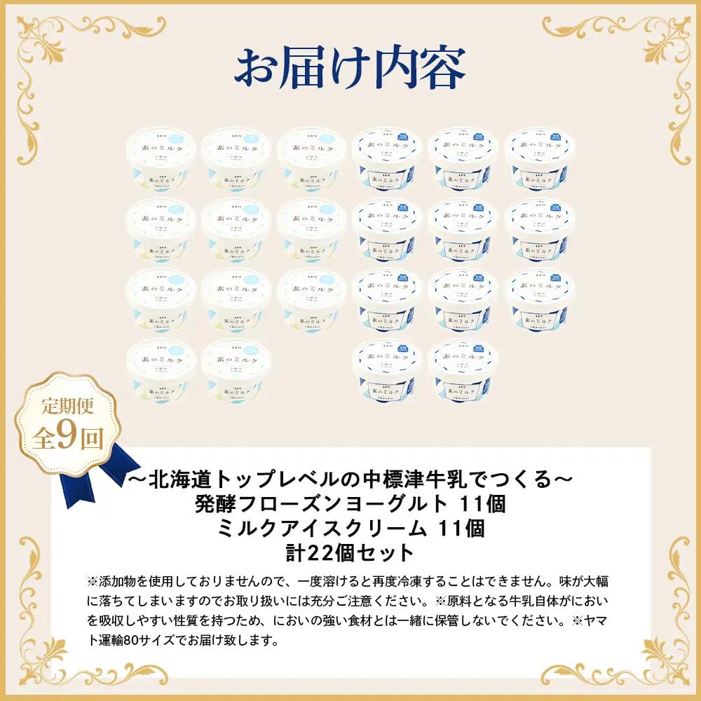 北海道 プレミアムミルクアイスクリーム×11個とフローズンヨーグルト×11個セット計２２個　９ｶ月定期便【1115702】