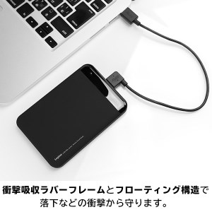 【040-01】ロジテック 耐衝撃USB3.1(Gen1) / USB3.0対応のポータブルハードディスク（HDD）[1TB/ブラック]【LHD-PBM10U3BK】