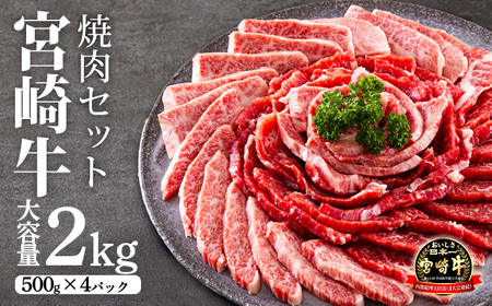 日本一美味しい黒毛和牛「宮崎牛」の網焼き用・焼肉用セット(2kg)  内閣総理大臣賞4回連続受賞のブランド牛 TF0285-P00020