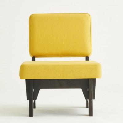 ふるさと納税 海南市 和歌山県海南市　高品質な一人掛け組み立てソファ　キャンバスイエロー(フレームブラック)