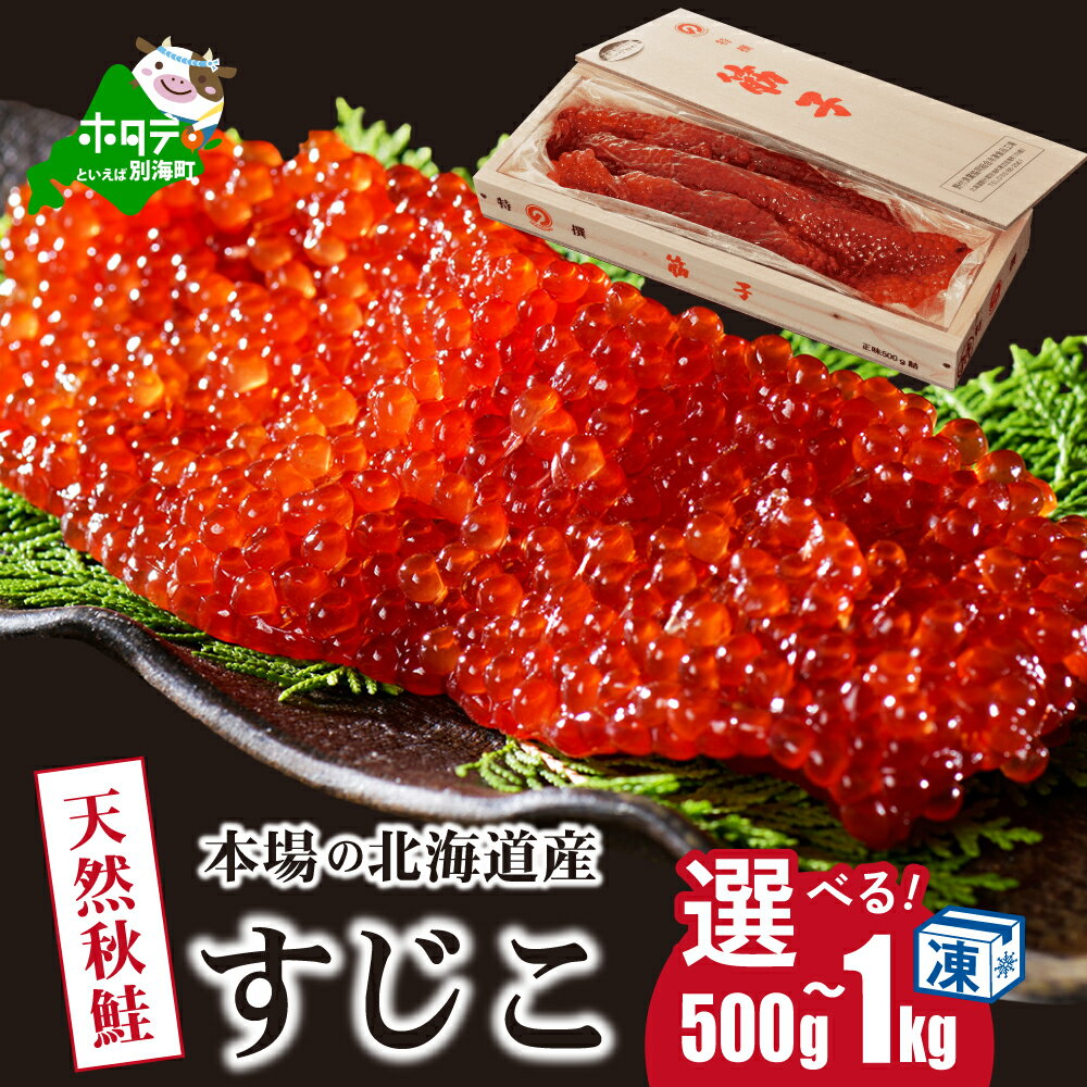 【ふるさと納税】【 数量限定 】 北海道 野付産 天然秋鮭 すじこ【内容量 / お届け時期が選べる】 500g 1kg 味わい深い本場 北海道産の 筋子 （ ふるさと納税 すじこ ふるさと納税 鮭 訳あり 魚卵 冷凍 鮭 サケ 鮭卵 塩 さけ シャケ 北海道別海町 ）