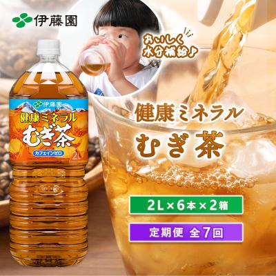 ふるさと納税 恵庭市 『定期便:全7回』健康ミネラルむぎ茶2L×6本×2箱【50001901】