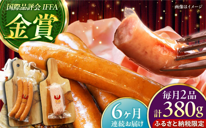 
            【全6回定期便】【ふるさと納税限定】TESIOの自家製フランク＆ボローニャセット (計380g) 豚肉 ハム ソーセージ 小分け 真空パック 沖縄市 / TESIO [BCAD017]
          