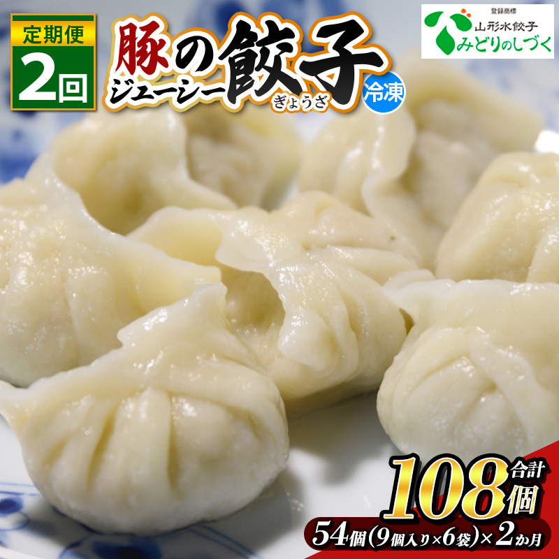 【定期便2回】豚のジューシー餃子 9個入り×6袋(54個)×2ヶ月(計108個) FY25-009