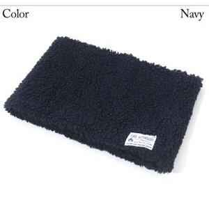 赤外線を吸収して暖かくなる難燃ボアのスライバーニットネックウォーマー_ネイビー【G0510】