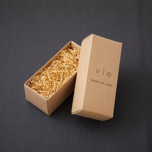 ナチュラルウッド「ウォールナット」と八角形文字盤のデザイン腕時計　Sサイズ　ベルトカラー：茄子紺　WB007S-W4茄子紺