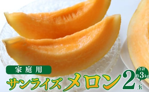 ＜2026年7月中旬頃～8月中旬ごろ発送予定）＞【メロン 2玉 合計約3kg】 サンライズメロン 赤肉 めろん 赤 果物 フルーツ 果実 家庭用 旬 ちょっと訳あり 高知県 佐川町 はちきんの店 