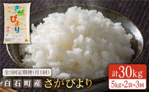 【12年連続特A受賞】【3回定期便】白石産さがびより 各回10kg（5kg×2袋）【佐賀県農業協同組合】 [IAK009]