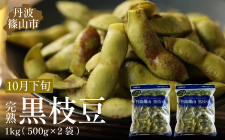【早期予約/2026年10月下旬発送】令和8年産 晩摘み 完熟 丹波黒枝豆(500g×2個・枝なし) 大粒 黒枝豆 丹波篠山産 小分け Q015