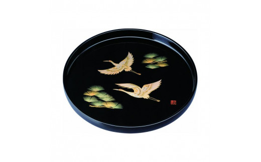 
丸盆 30cm 黒 幸鶴

